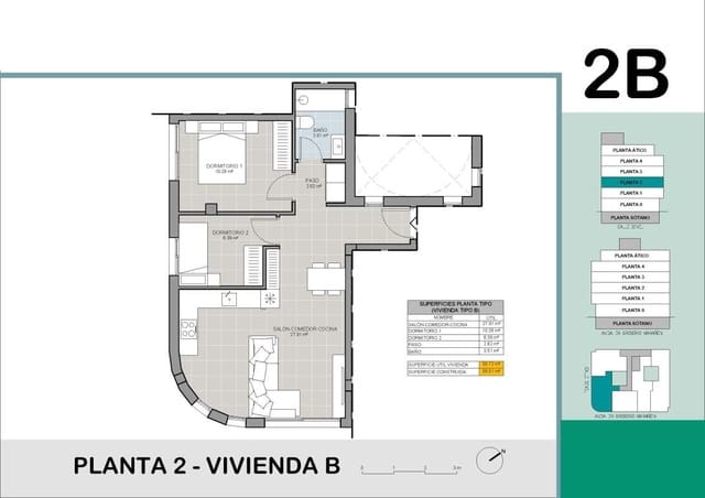 1 soveværelse Lejlighed til salg i Playa del Acequión, Torrevieja med swimmingpool - € 185.000 (Ref: 9648584)