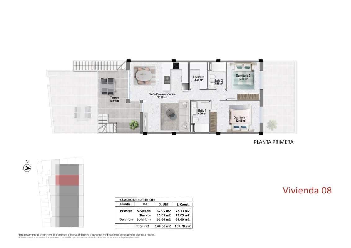 3 makuuhuone Huoneisto myytävänä paikassa Pilar de la Horadada mukana uima-altaan - 289 900 € (Ref: 9648636)