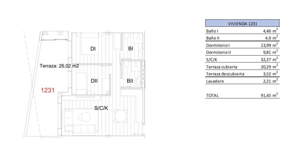 2 quarto Apartamento para venda em San Miguel de Salinas com piscina - 229 900 € (Ref: 9648713)