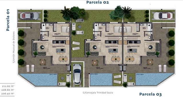 3 sovrum Radhus till salu i Dolores med pool - 459 000 € (Ref: 9648765)