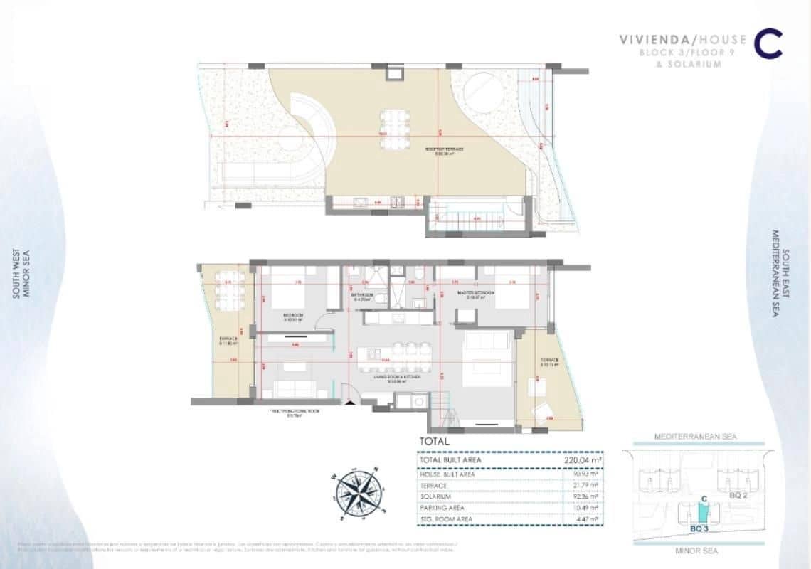 2 sovrum Lägenhet till salu i La Manga del Mar Menor med pool - 589 000 € (Ref: 9648779)