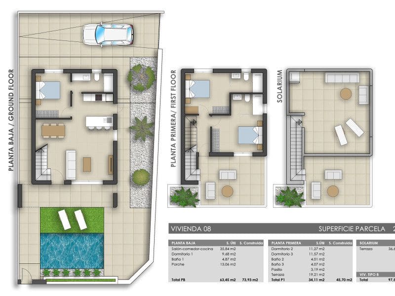 3 sypialnia Willa na sprzedaż w Pilar de la Horadada z basenem - 489 000 € (Ref: 9648894)