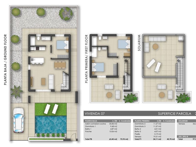 3 bedroom Villa for sale in Pilar de la Horadada with pool - € 489,000 (Ref: 9648894)