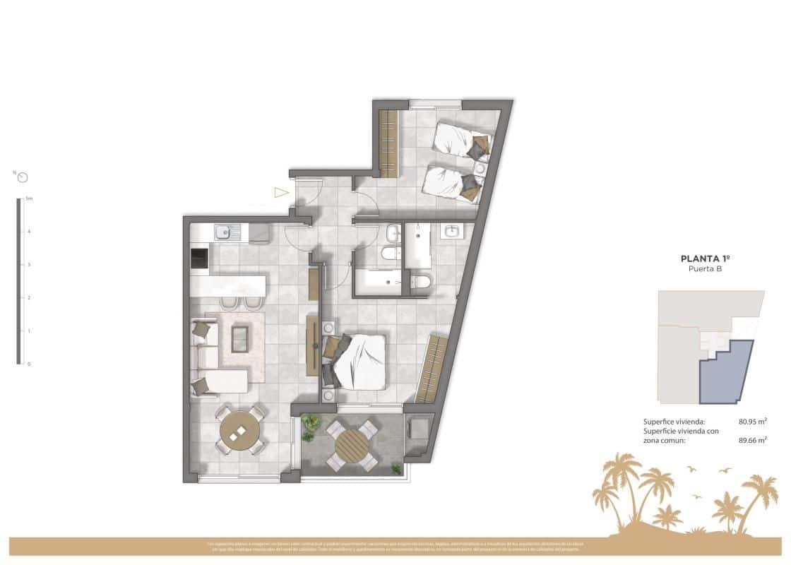 Apartamento de 2 habitaciones en Guardamar del Segura en venta con piscina - 299.900 € (Ref: 9648900)