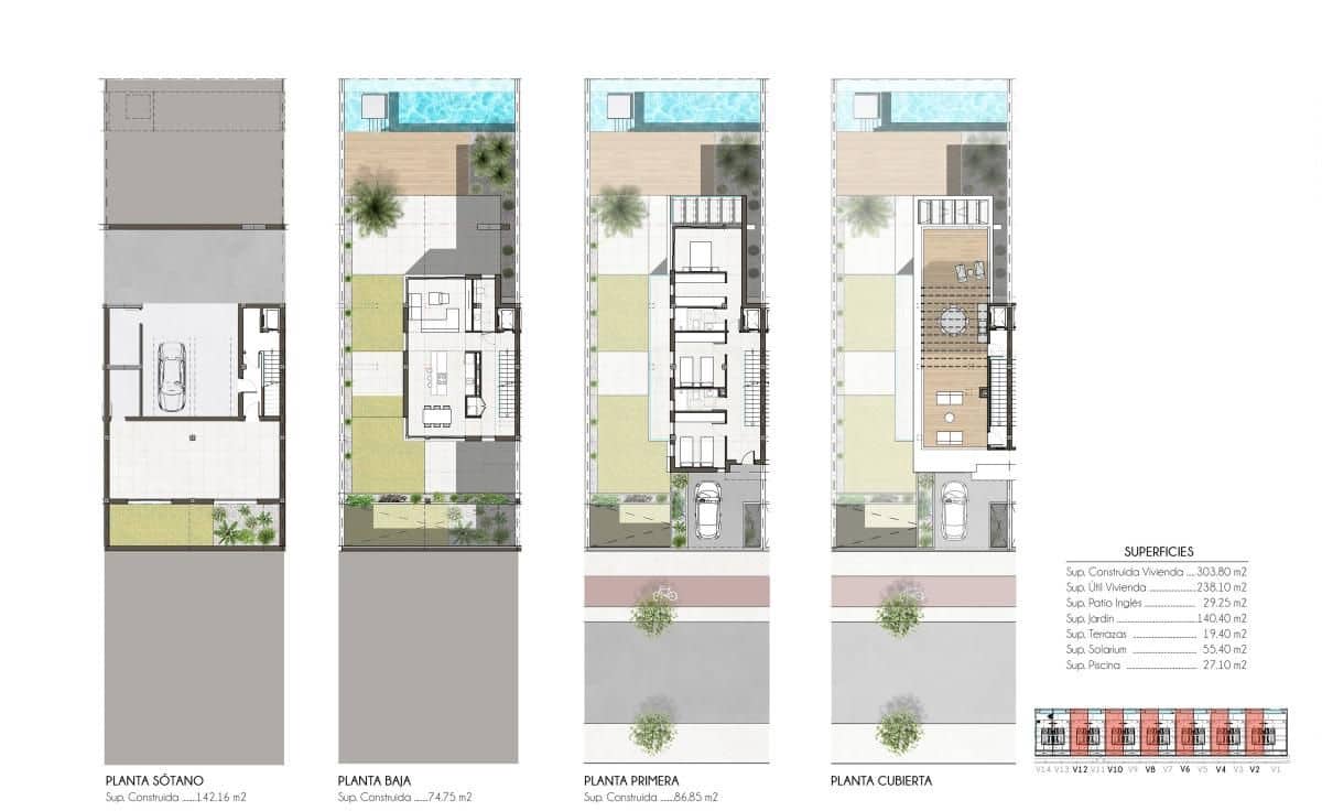 3 soveværelse Rækkehus til salg i Monforte del Cid med swimmingpool - € 895.000 (Ref: 9649210)