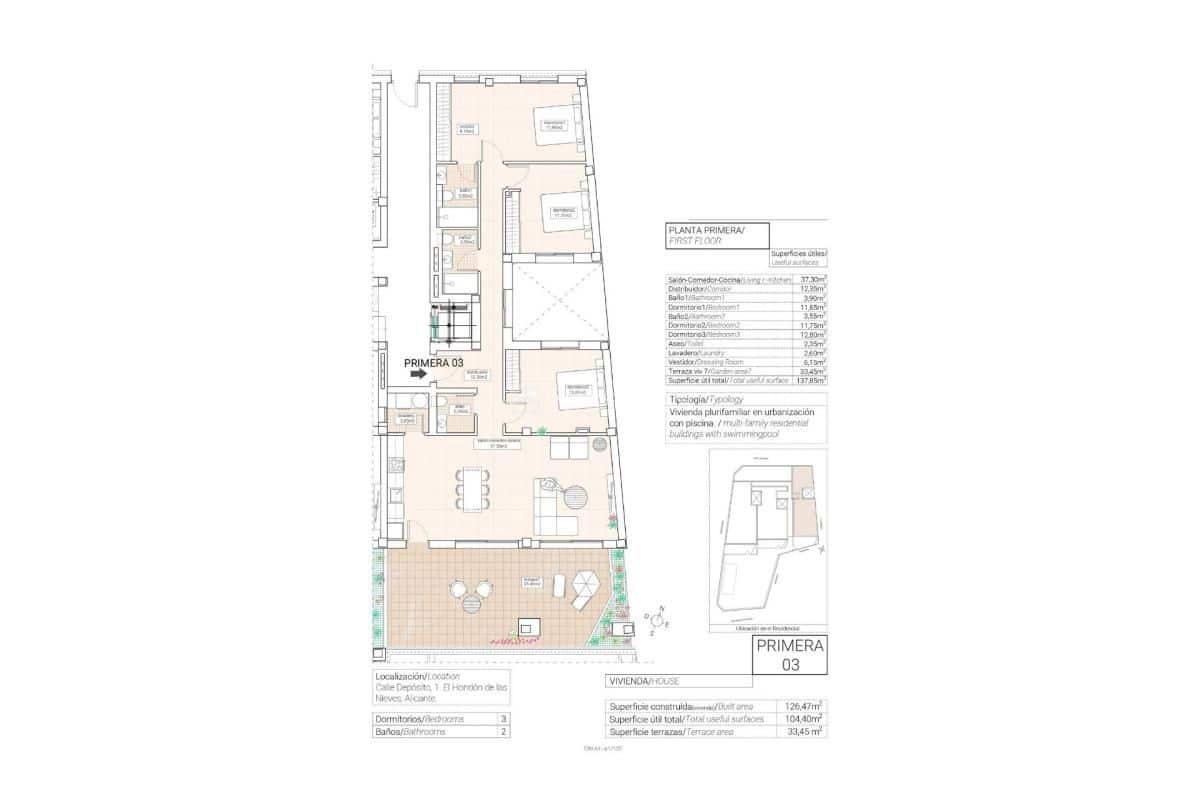 3 bedroom Apartment for sale in Hondon de las Nieves with pool garage - € 305,000 (Ref: 9649556)