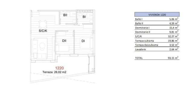 3 makuuhuone Huoneisto myytävänä paikassa San Miguel de Salinas mukana uima-altaan - 329 990 € (Ref: 9649591)