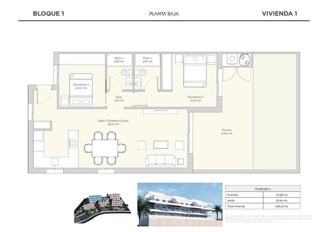 2 chambre Appartement à vendre à Finestrat avec piscine - 381 500 € (Ref: 9649709)