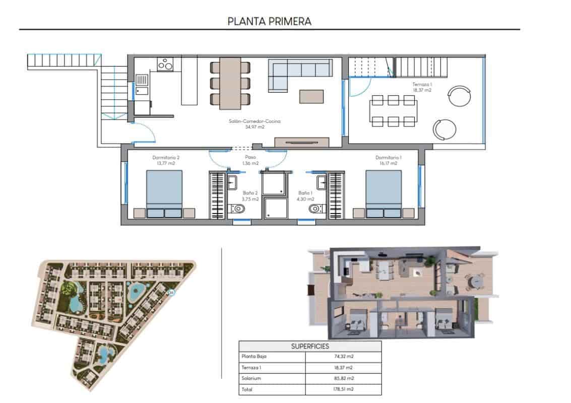 2 sypialnia Bungalow na sprzedaż w Los Balcones z basenem - 309 900 € (Ref: 9762201)