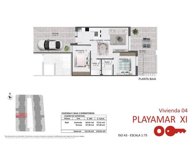 3 sypialnia Apartament na sprzedaż w Pilar de la Horadada z basenem garażem - 395 900 € (Ref: 9762202)