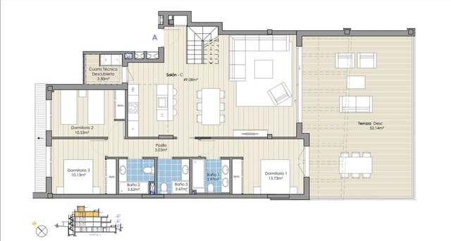 Apartamento de 3 habitaciones en Marbella en venta con piscina - 1.350.000 € (Ref: 9788610)