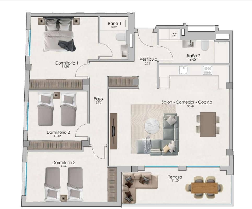 2 quarto Apartamento para venda em Santa Pola com piscina - 245 000 € (Ref: 9840985)