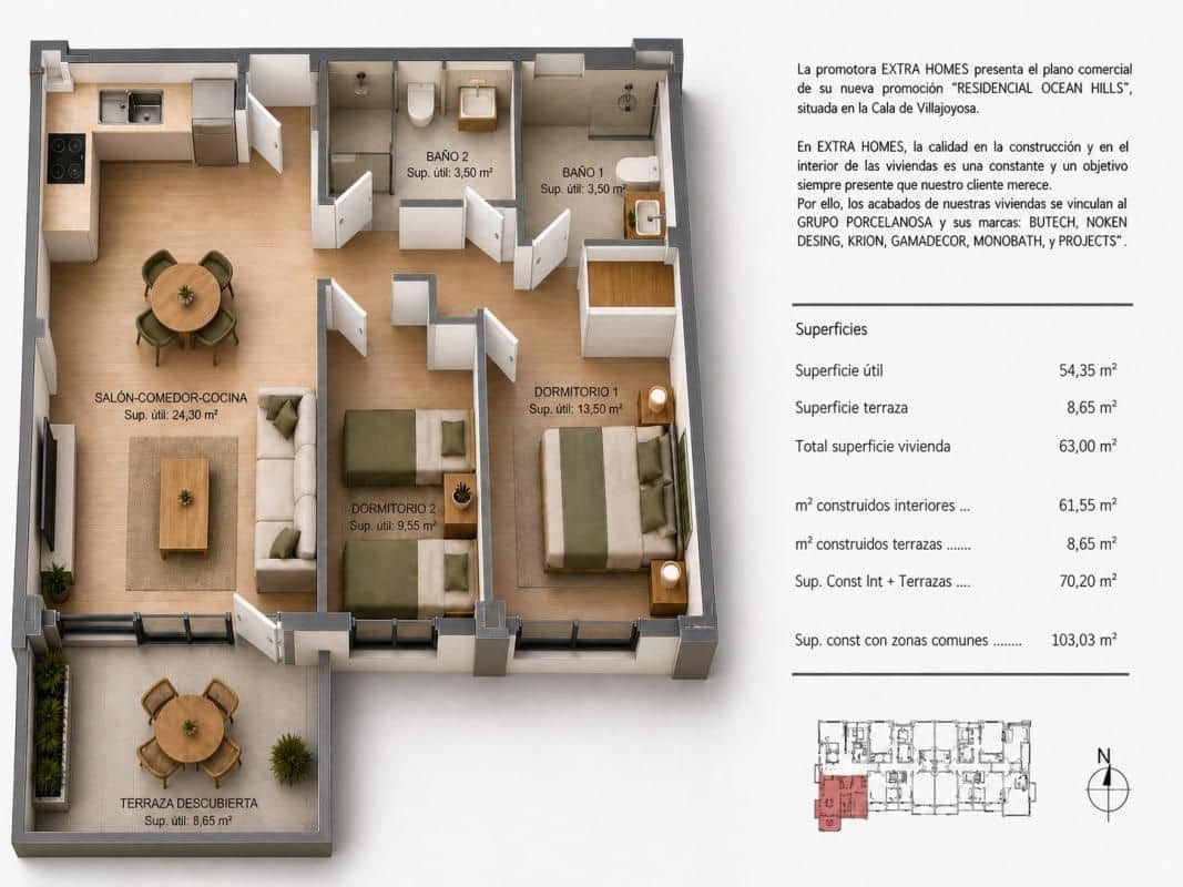 2 soveværelse Lejlighed til salg i La Villajoyosa / Vila Joiosa med swimmingpool garage - € 735.750 (Ref: 9865694)