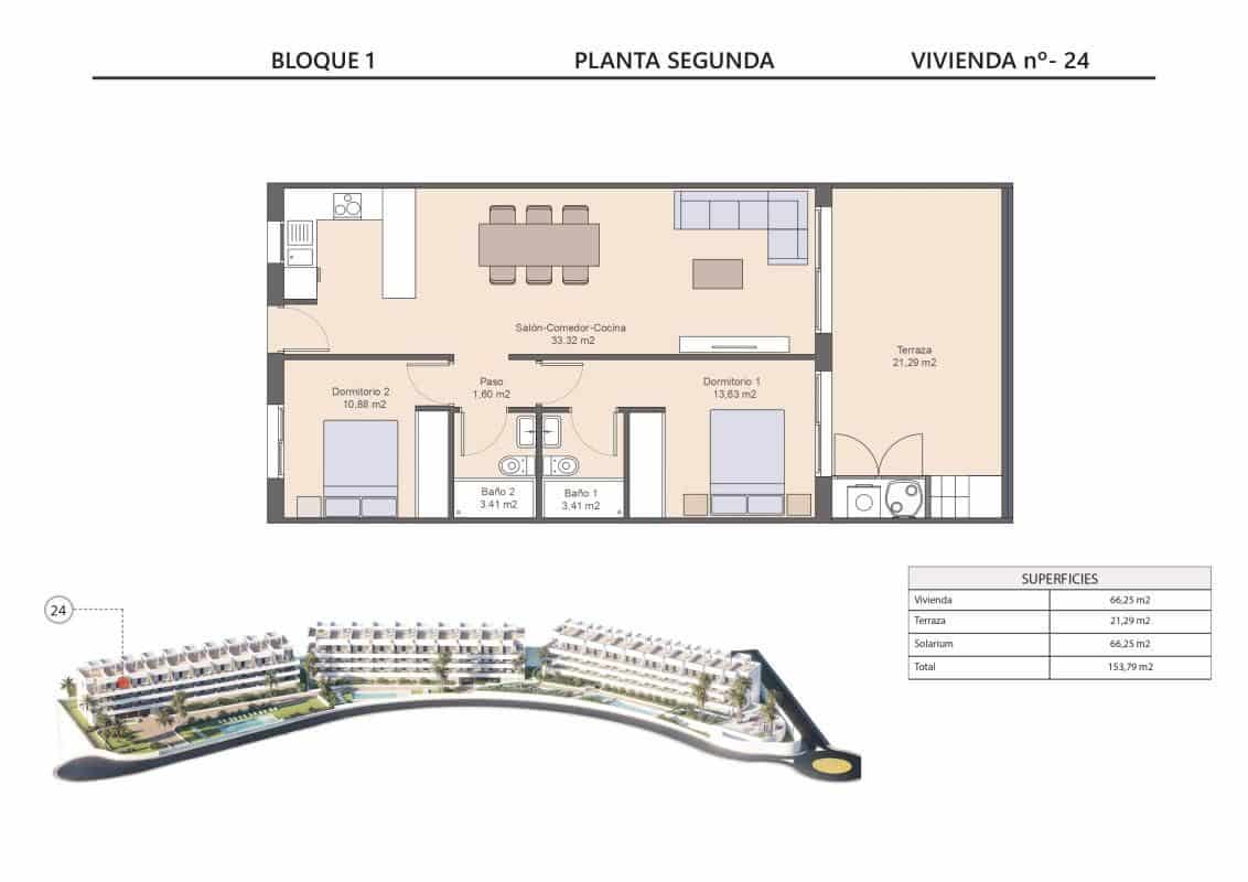 2 makuuhuone Huoneisto myytävänä paikassa Finestrat mukana uima-altaan - 312 900 € (Ref: 9870330)