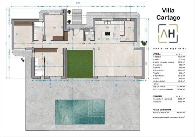 Chalet de 3 habitaciones en Monforte del Cid en venta con piscina - 525.000 € (Ref: 9896541)