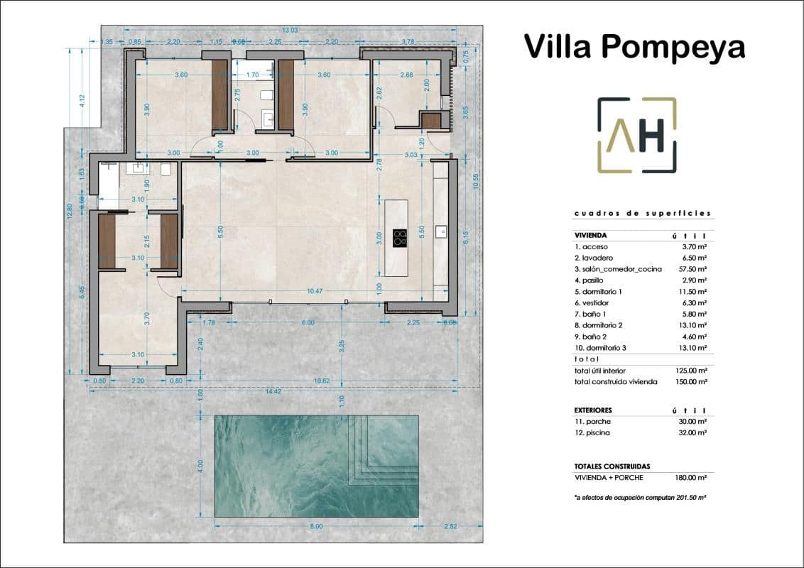 3 sovrum Villa till salu i Hondon de los Frailes med pool - 502 000 € (Ref: 9899063)