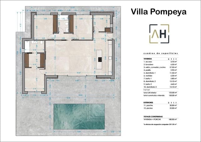 3 sovrum Villa till salu i Hondón de los Frailes med pool - 502 000 € (Ref: 9899063)