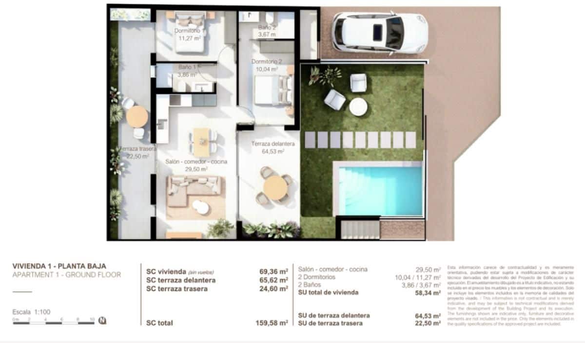 2 soveværelse Bungalow til salg i Lo Pagan med swimmingpool - € 324.900 (Ref: 9900970)
