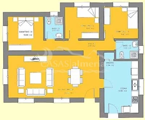 Chalet de 3 habitaciones en Fuente Amarga, Huércal-Overa en venta - 59.000 € (Ref: 7800257)
