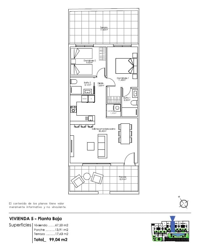2 soverom Strandleiligheter til salgs i Pilar de la Horadada med svømmebasseng - € 255 000 (Ref: 9321532)