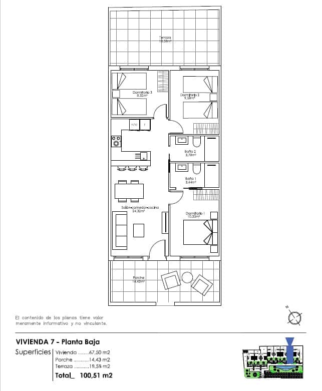 3 sovrum Strandlägenhet till salu i Pilar de la Horadada med pool - 270 000 € (Ref: 9326019)