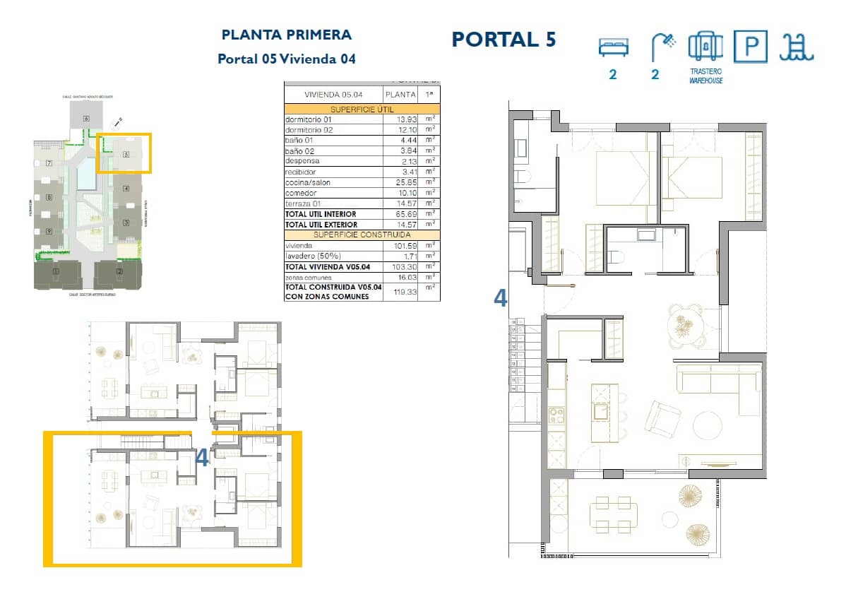 Apartamento Playa de 2 habitaciones en San Pedro del Pinatar en venta con piscina garaje - 254.900 € (Ref: 9448935)