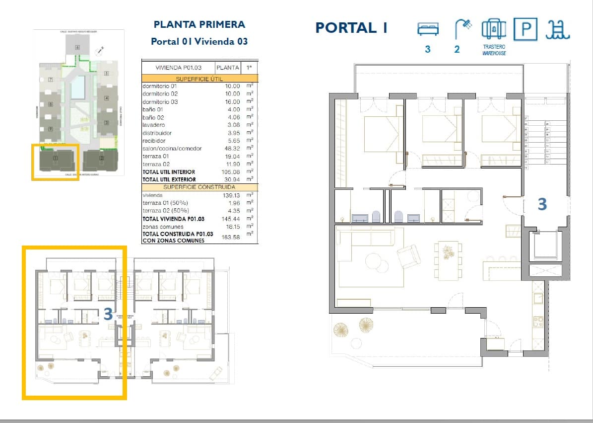 3 makuuhuone Ranta-asunto myytävänä paikassa San Pedro del Pinatar mukana uima-altaan - 293 900 € (Ref: 9448936)