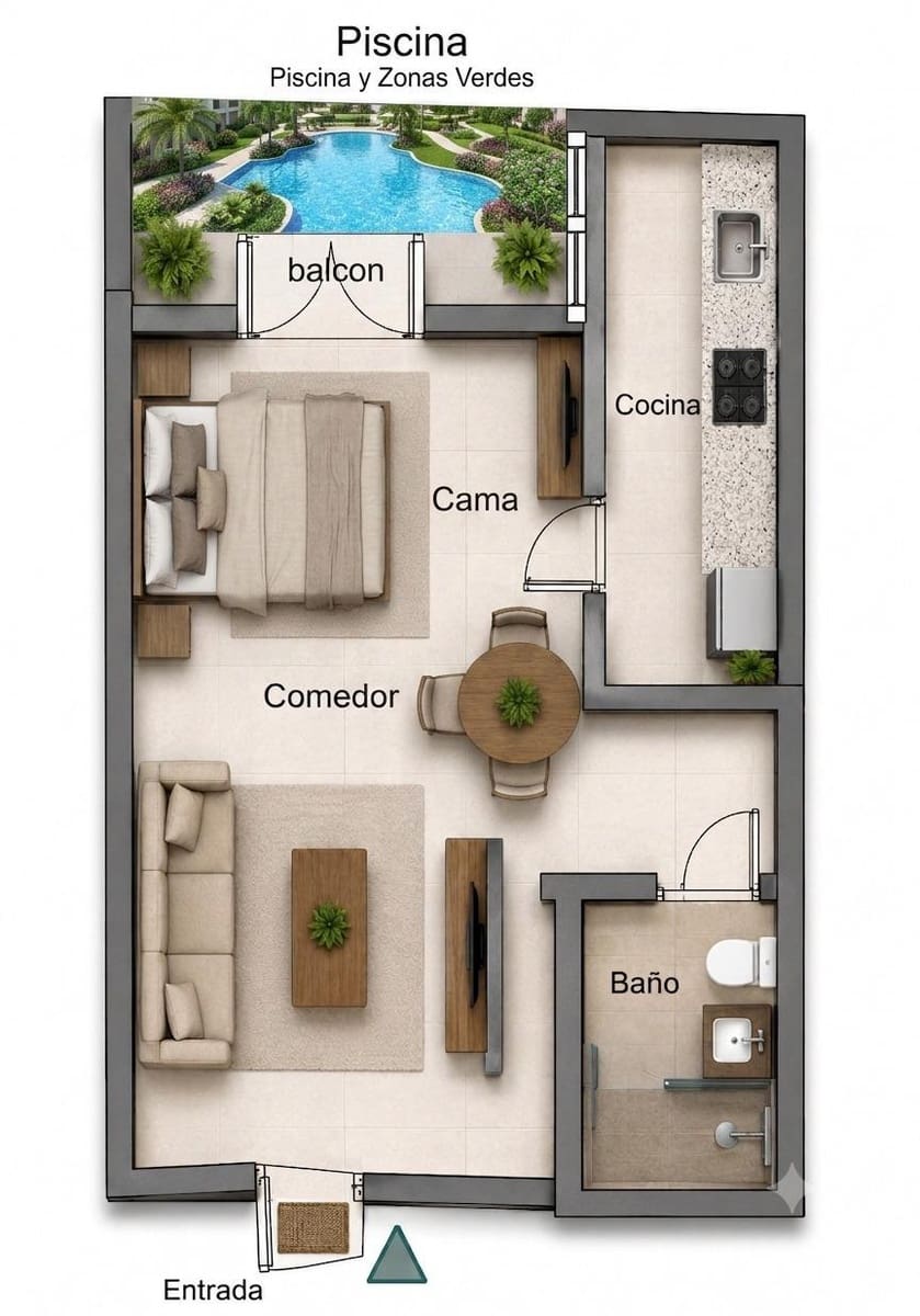 Studio for sale in Torrevieja with pool - € 103,000 (Ref: 10168639)
