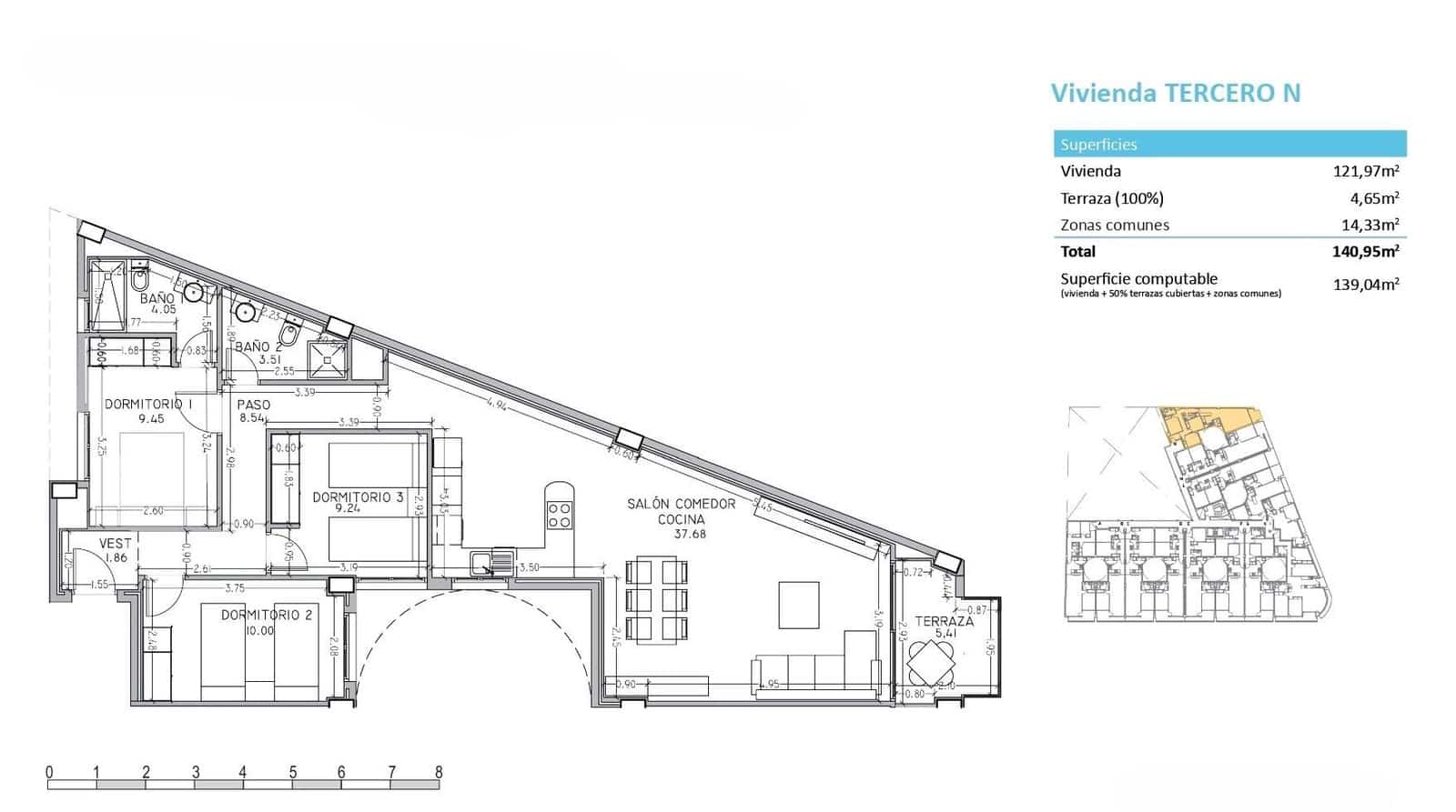 1 bedroom Penthouse for sale in Alicante / Alacant city with pool - € 265,000 (Ref: 8362952)