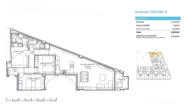 1 bedroom Penthouse for sale in Florida Baja, Alicante / Alacant city with pool - € 265,000 (Ref: 8362952)