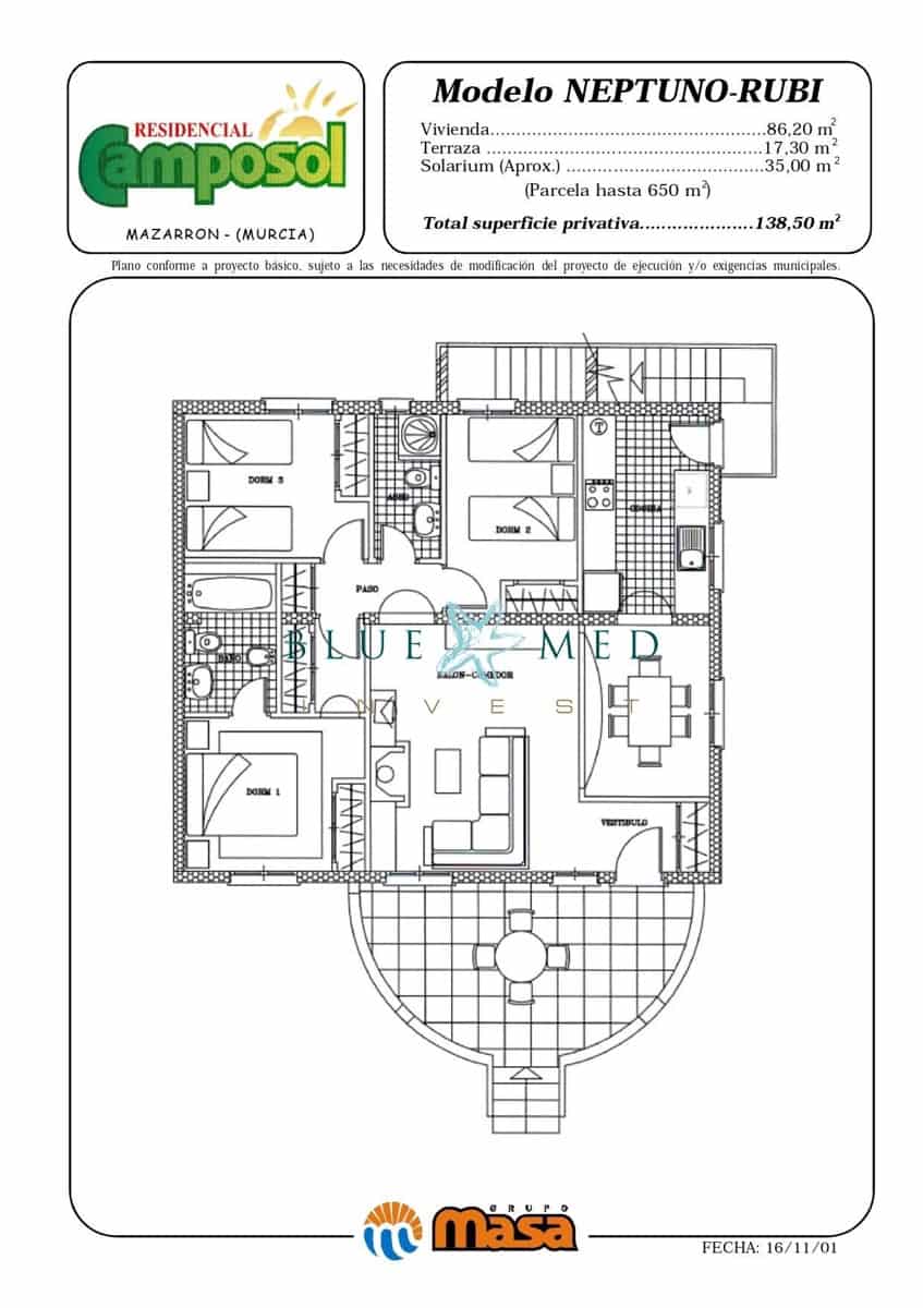 3 slaapkamer Villa te koop in Mazarron met zwembad garage - € 295.000 (Ref: 10070936)
