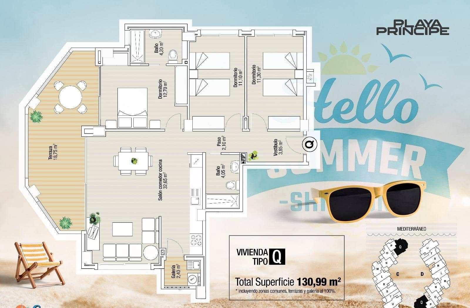 3 quarto Apartamento para venda em La Manga del Mar Menor com piscina garagem - 328 600 € (Ref: 8310773)