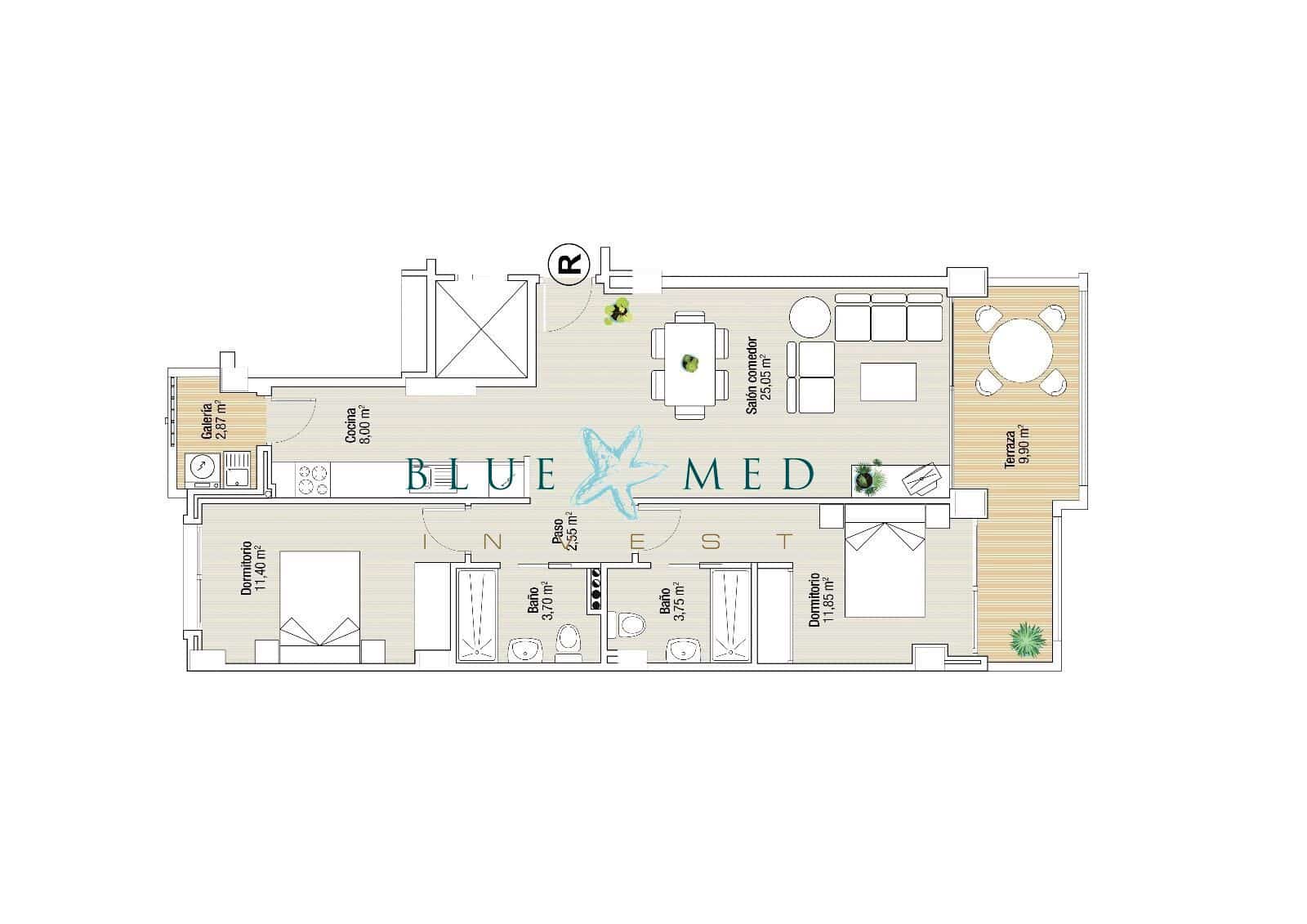 2 makuuhuone Huoneisto myytävänä paikassa La Manga del Mar Menor mukana uima-altaan 
autotalli - 237 132 € (Ref: 8310774)