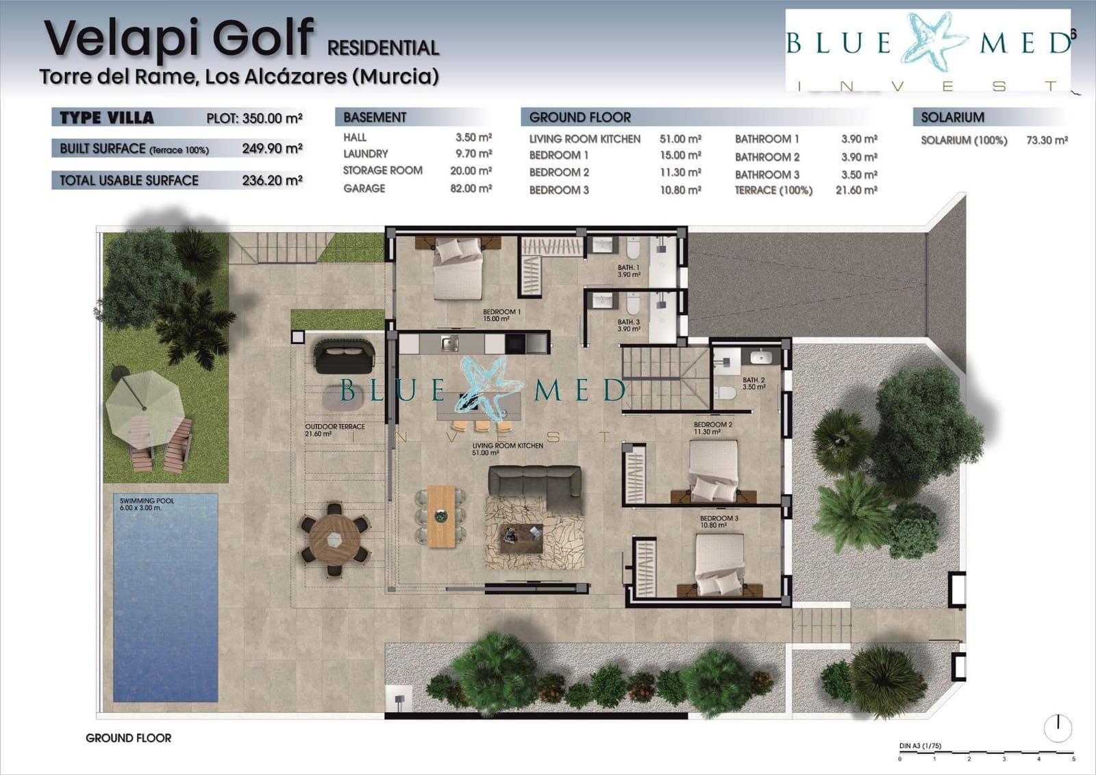 4 makuuhuone Huvila myytävänä paikassa Los Alcazares mukana uima-altaan 
autotalli - 685 000 € (Ref: 8398532)