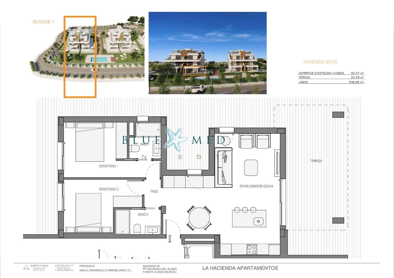 Apartamento de 2 habitaciones en Hacienda del Alamo en venta con piscina - 214.900 € (Ref: 8854797)