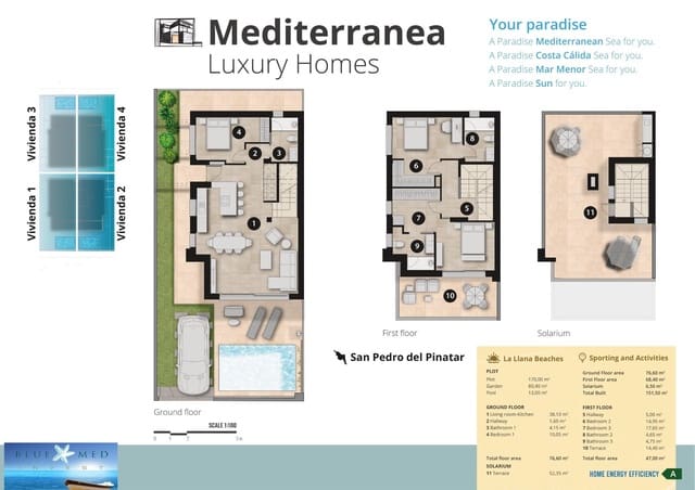 Chalet de 3 habitaciones en San Pedro del Pinatar ciudad, San Pedro del Pinatar en venta con piscina - 478.000 € (Ref: 8912974)