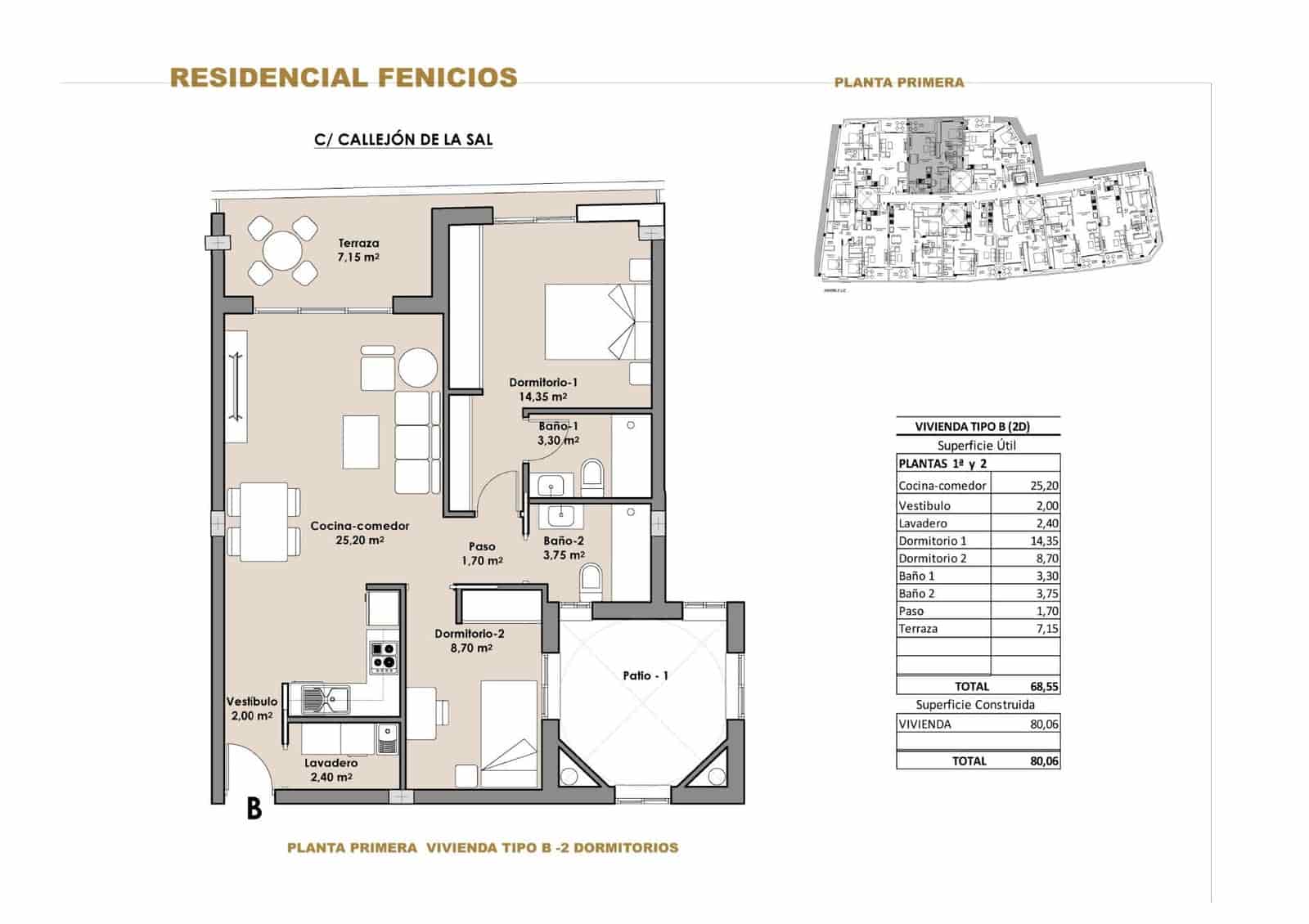 Piso de 2 habitaciones en Puerto de Mazarron en venta con garaje - 190.500 € (Ref: 9007728)