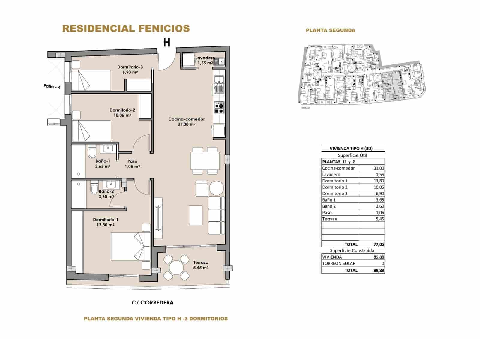 Piso de 2 habitaciones en Puerto de Mazarron en venta con garaje - 190.500 € (Ref: 9007728)