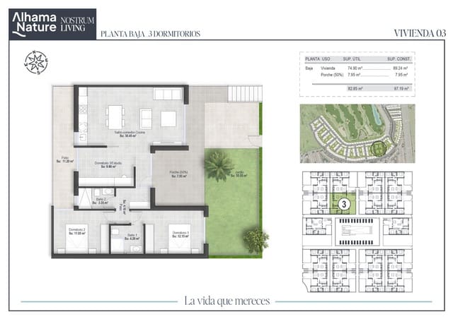 2 Zimmer Wohnung zu verkaufen in Alhama de Murcia mit Pool - 251.750 € (Ref: 9272582)