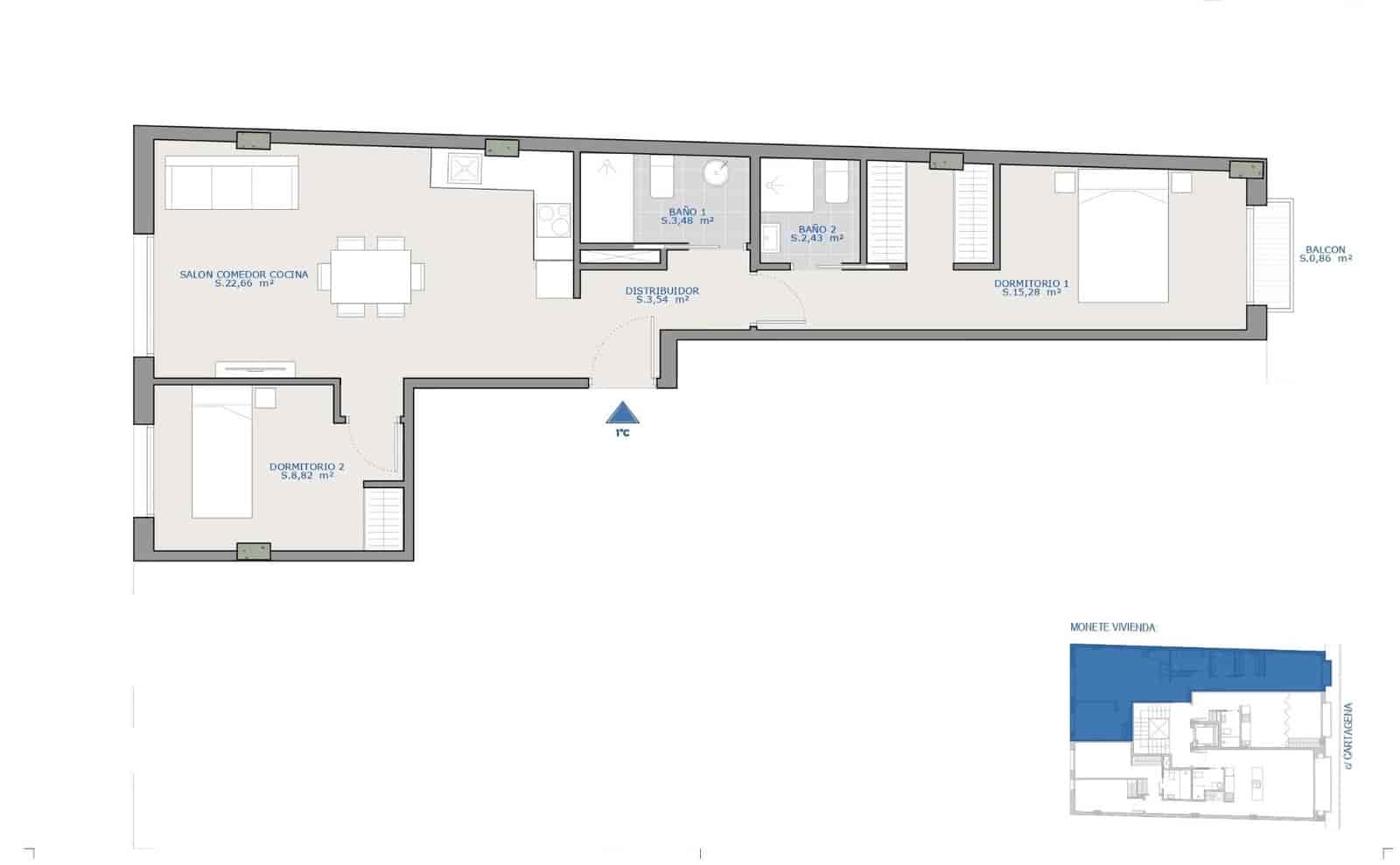 2 chambre Appartement à vendre à Puerto de Mazarron avec garage - 125 900 € (Ref: 9867248)