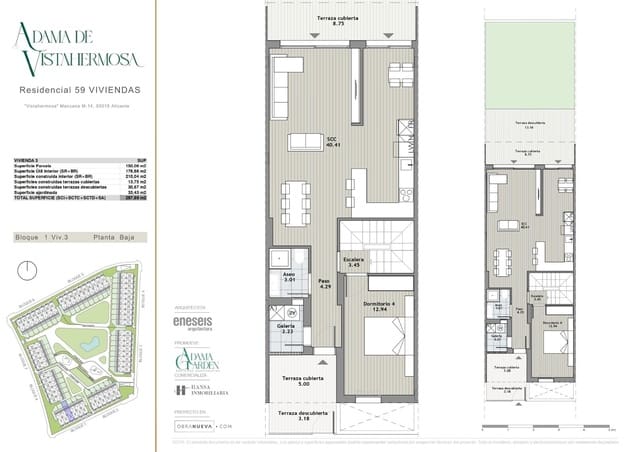 4 soveværelse Rækkehus til salg i Vistahermosa, Alicante by med swimmingpool garage - € 522.000 (Ref: 9215221)