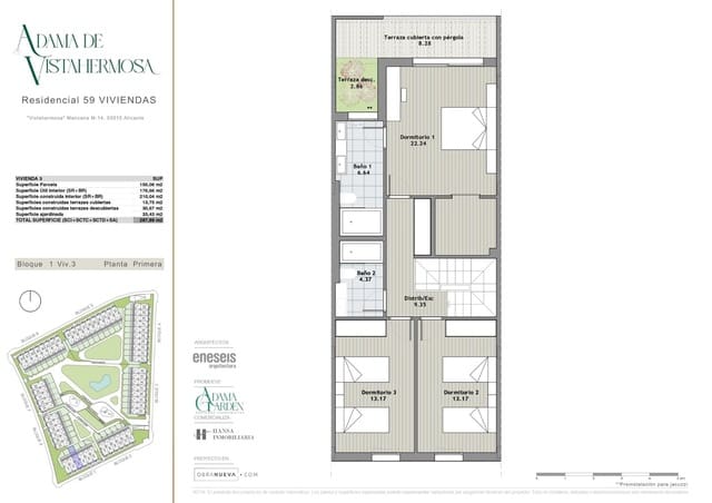 4 soveværelse Rækkehus til salg i Vistahermosa, Alicante by med swimmingpool garage - € 522.000 (Ref: 9215221)