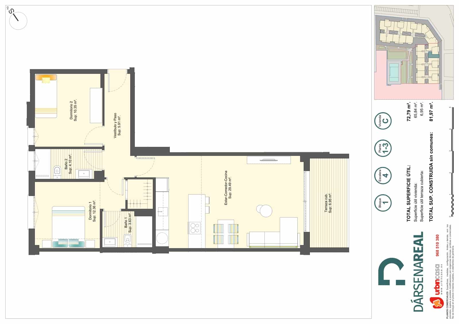 2 soveværelse Lejlighed til salg i Cartagena med swimmingpool garage - € 195.500 (Ref: 10180689)
