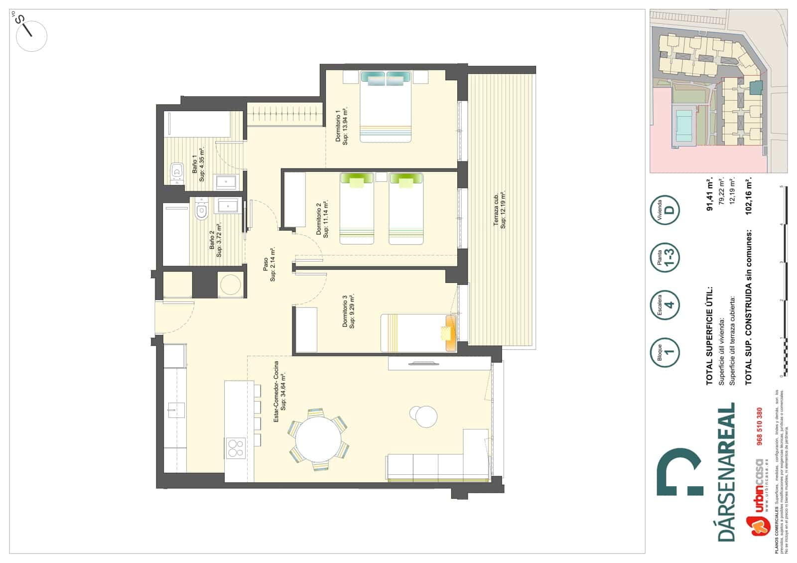 3 soveværelse Lejlighed til salg i Cartagena med swimmingpool garage - € 228.000 (Ref: 10180761)