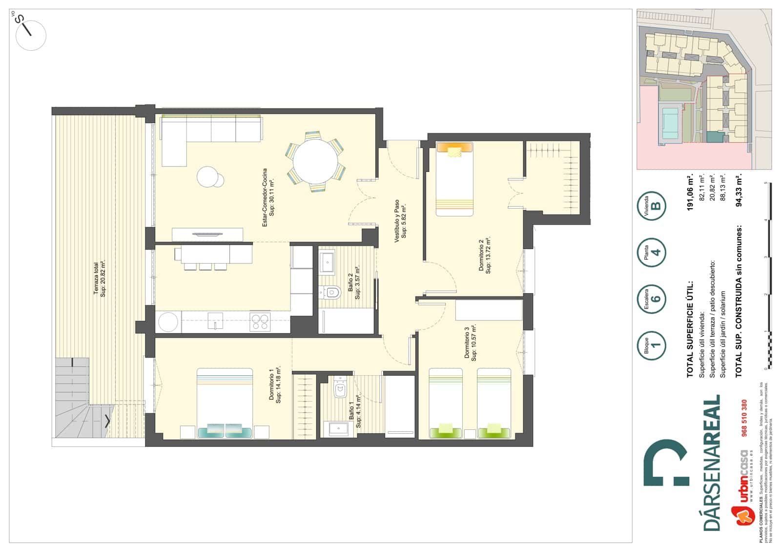 3 bedroom Penthouse for sale in Cartagena with pool garage - € 271,000 (Ref: 10180929)