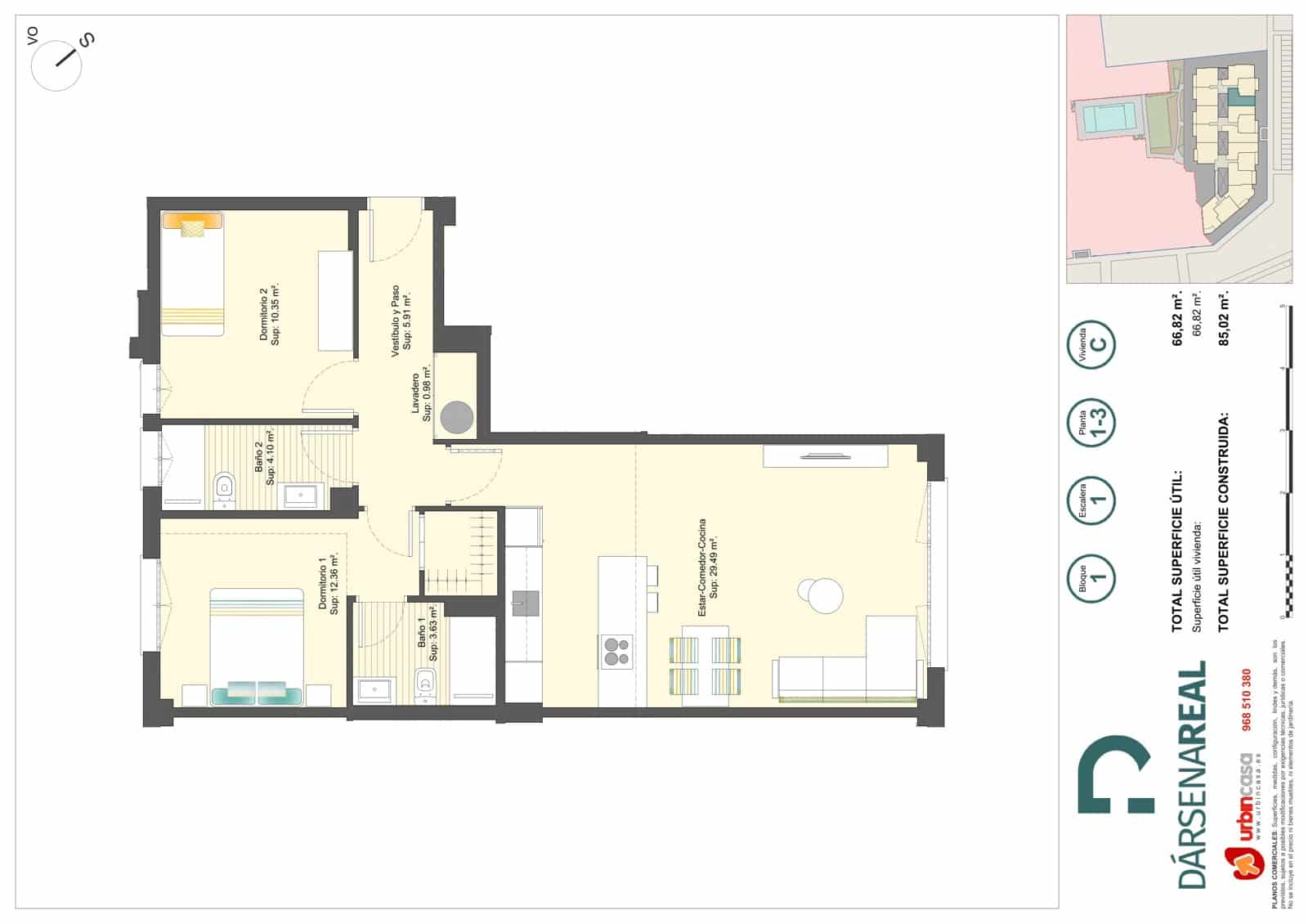 2 chambre Appartement à vendre à Carthagene avec piscine garage - 185 000 € (Ref: 9944443)