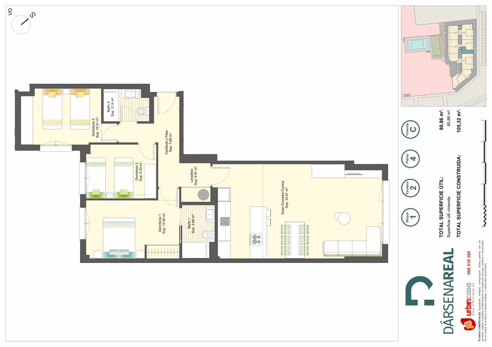 3 soverom Penthouse til salgs i Cartagena med svømmebasseng garasje - € 243 000 (Ref: 9944571)
