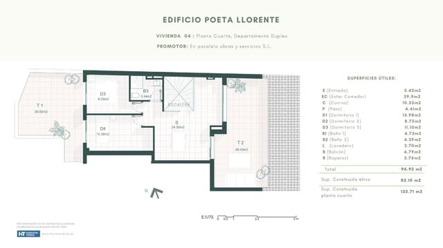 4 chambre Penthouse à vendre à Gandia avec garage - 268 000 € (Ref: 8936656)