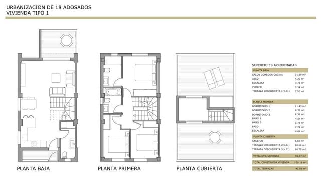 3 bedroom Terraced Villa for sale in Els Poblets with garage - € 257,000 (Ref: 9913119)