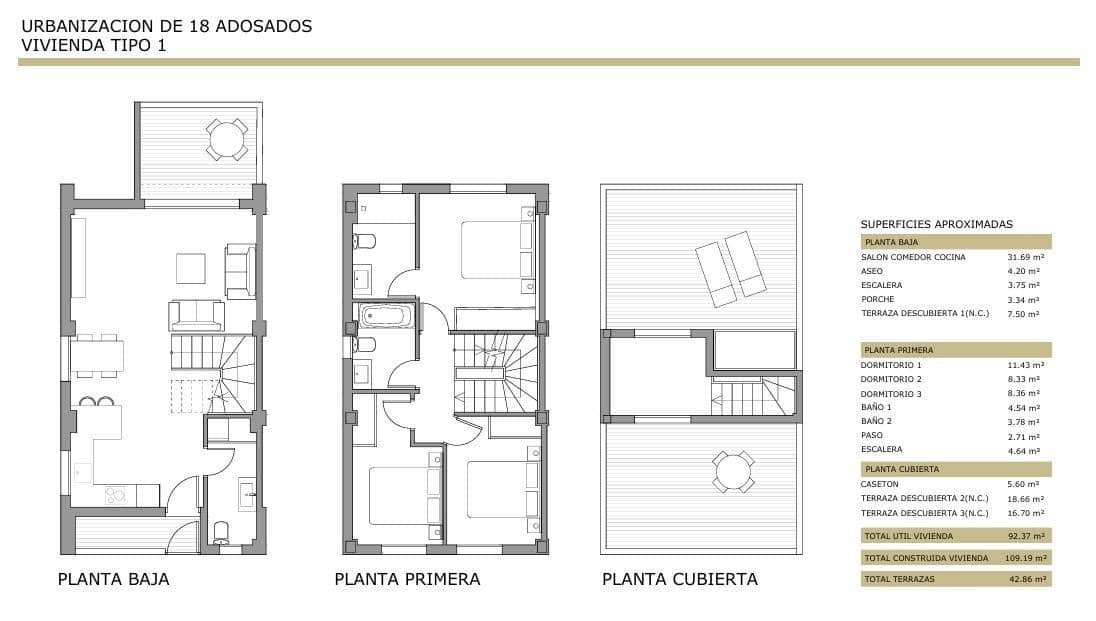3 chambre Villa/Maison Mitoyenne à vendre à Els Poblets avec garage - 259 000 € (Ref: 9913119)